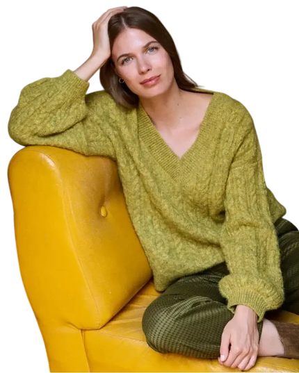 SURKANA Oversized kabelstrik sweater - khaki