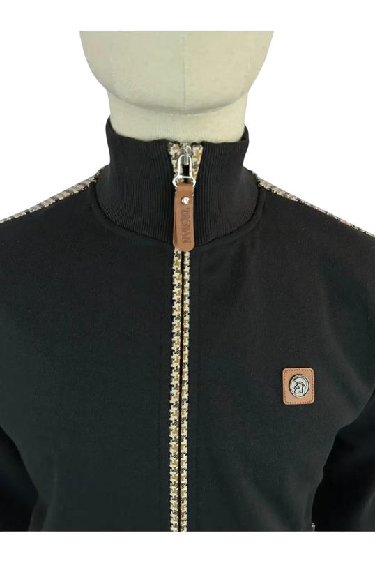 TROJAN HOUNDSTOOTH TRIM TRACK TOP