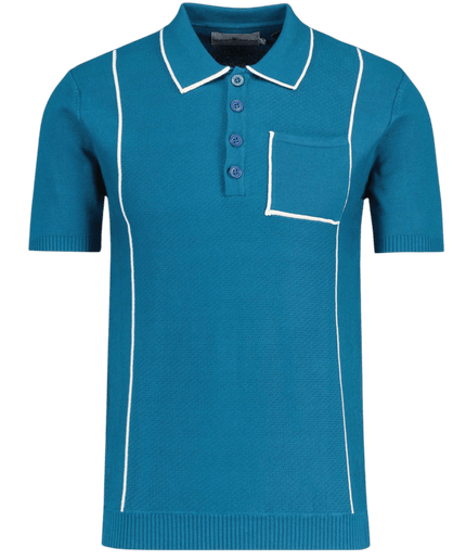 MADCAP CAGNEY RETRO TEKSTURERET POLOBLUSE MED LOMMEKANT I CORSAIR
