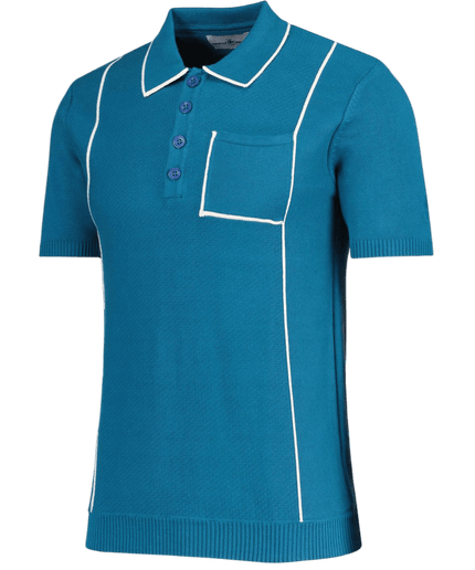 MADCAP CAGNEY RETRO TEKSTURERET POLOBLUSE MED LOMMEKANT I CORSAIR