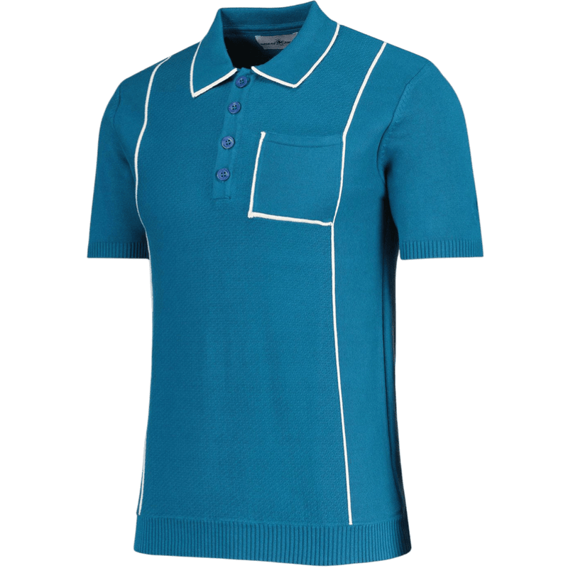 Polo Cagney Retro con tasca testurizzata e piping in Corsair