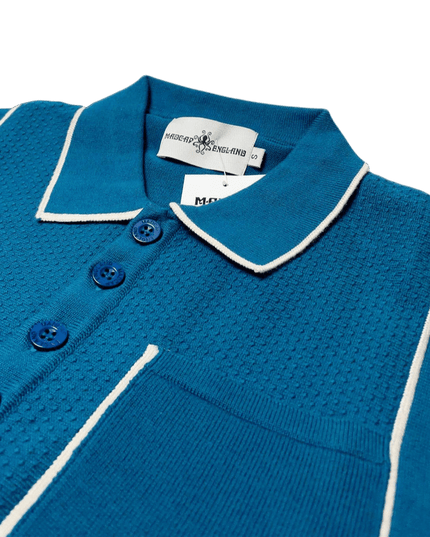 Cagney Retro Tekstureret Lomme Piping Polo Top i Corsair