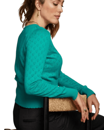 King Louie Cardi V Heart Ajour Aqua Green