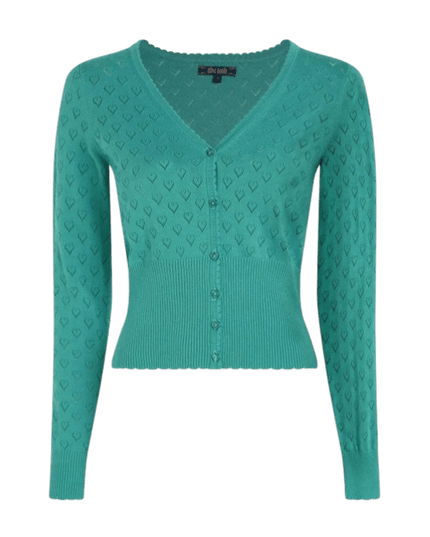 King Louie Cardi V Heart Ajour Aqua Green