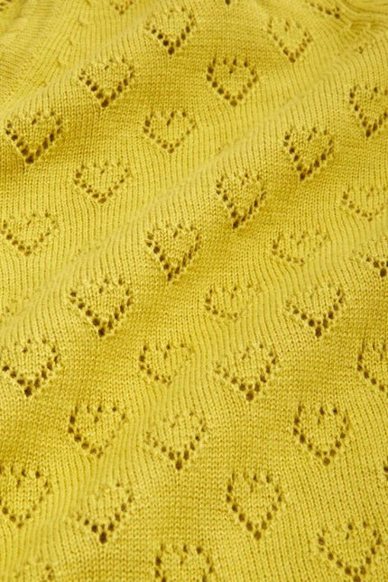 Cardigan King Louie V Heart Ajour jaune cresson