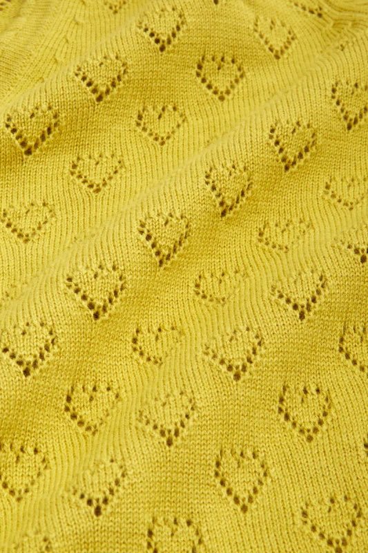 King Louie Cardi V Heart Ajour Cress Yellow