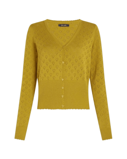 King Louie Cardi V Heart Ajour Curry Yellow