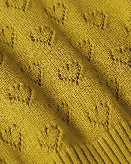 King Louie Cardi V Heart Ajour Curry Yellow