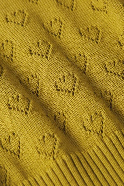 King Louie Cardigan V Cœur Ajour Curry Jaune