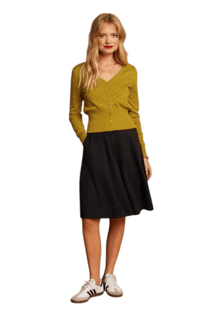 King Louie Cardigan V Cœur Ajour Curry Jaune