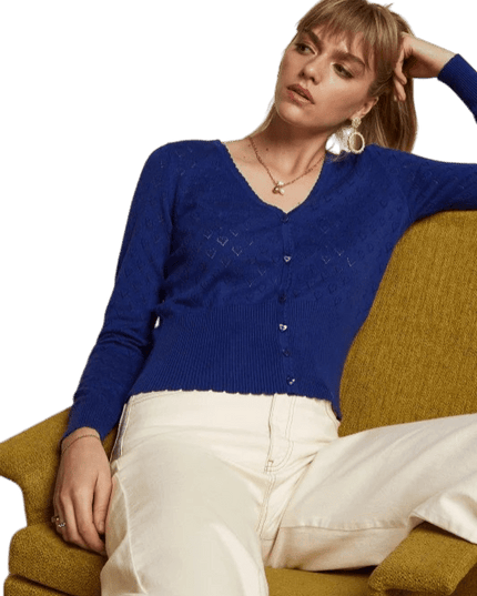 King Louie Cardi V Heart Ajour Dazzling Blue