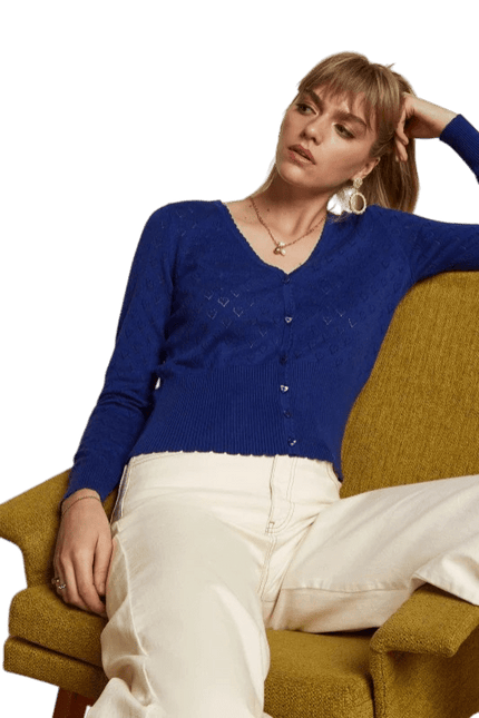 Cardigan King Louie V Heart Ajour bleu éclatant