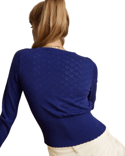 King Louie Cardi V Heart Ajour Dazzling Blue