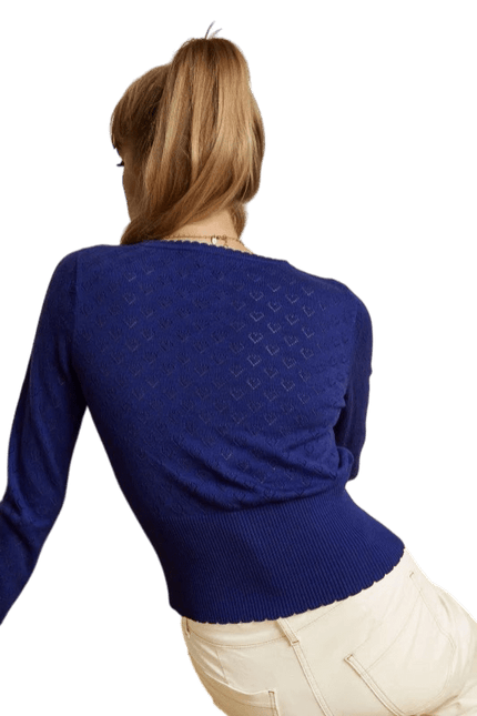 Cardigan King Louie V Heart Ajour bleu éclatant