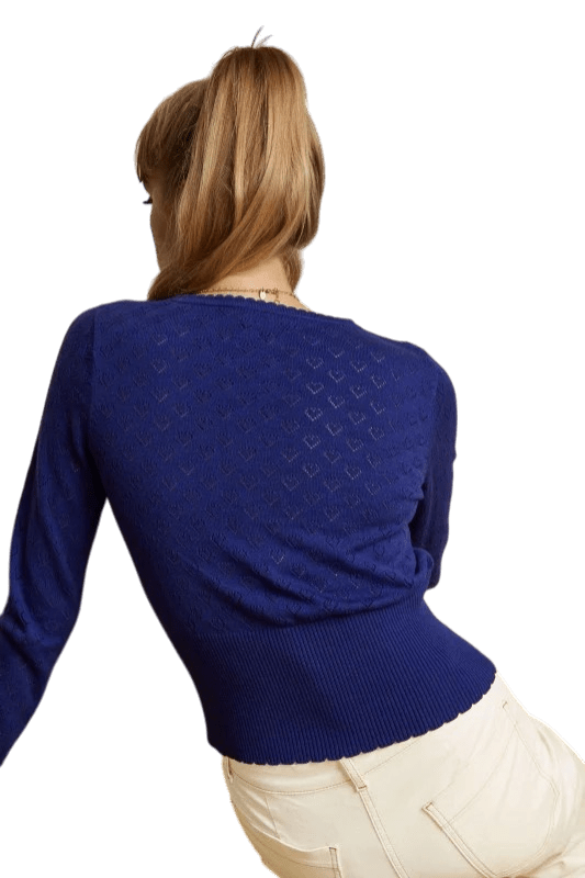 King Louie Cardi V Heart Ajour Dazzling Blue