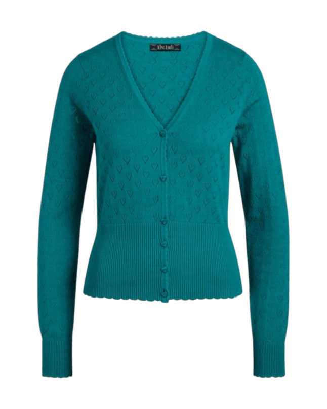 King Louie Cardi V Heart Ajour deep teal