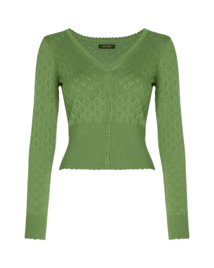 King Louie Cardi V Heart Ajour jade green