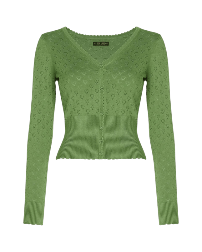 King Louie Cardi V Heart Ajour jade green