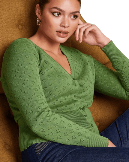 King Louie Cardi V Heart Ajour jade green