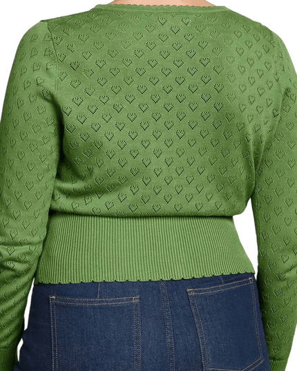 King Louie Cardi V Heart Ajour jade green