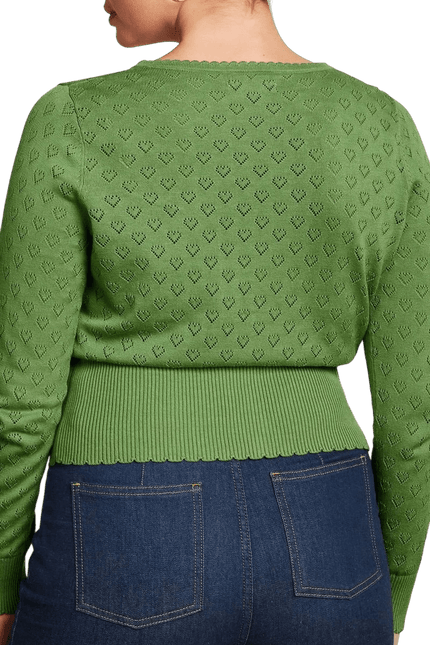 Cardigan King Louie V Heart Ajour vert jade