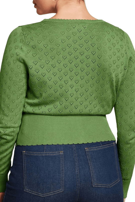 King Louie Cardi V Heart Ajour jade green