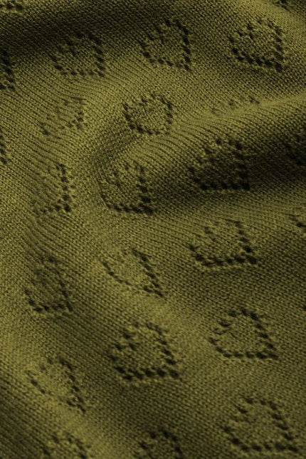 King Louie Cardigan V Cœur Ajour Vert Olive