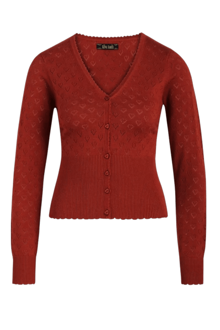 Cardigan King Louie V Heart Ajour brun épicé