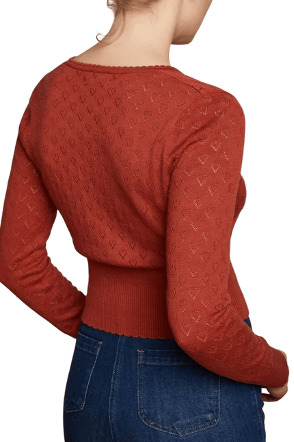 Cardigan King Louie V Heart Ajour brun épicé