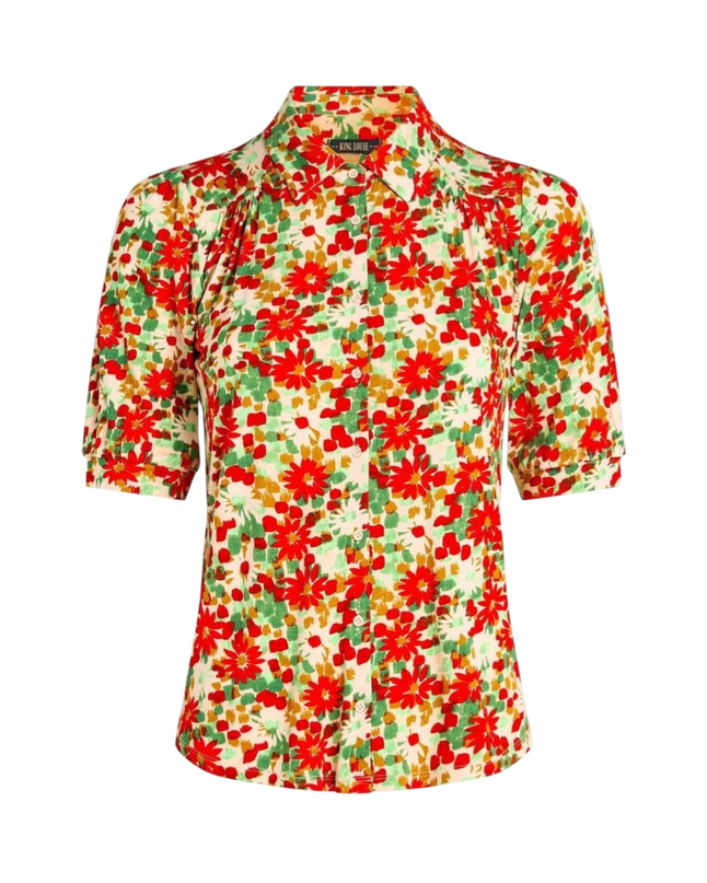 King Louie Carina Blouse Punch, fire red