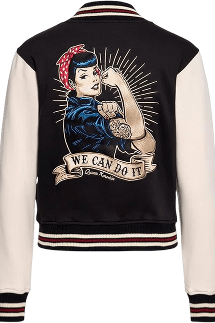 College Sweatjacke "We Can Do It" schwarz