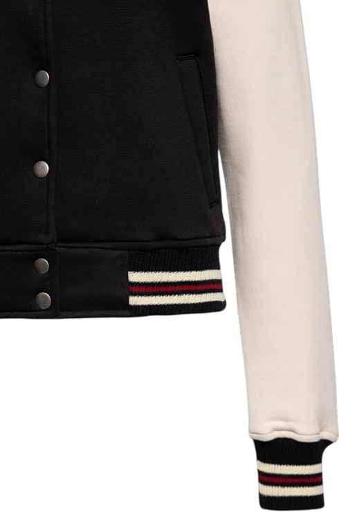 college sweat jack "We Can Do It" zwart