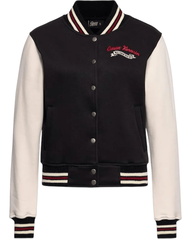 college sweat jack "We Can Do It" zwart