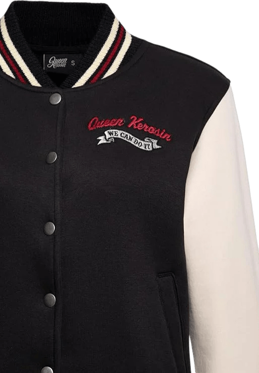 college sweat jack "We Can Do It" zwart