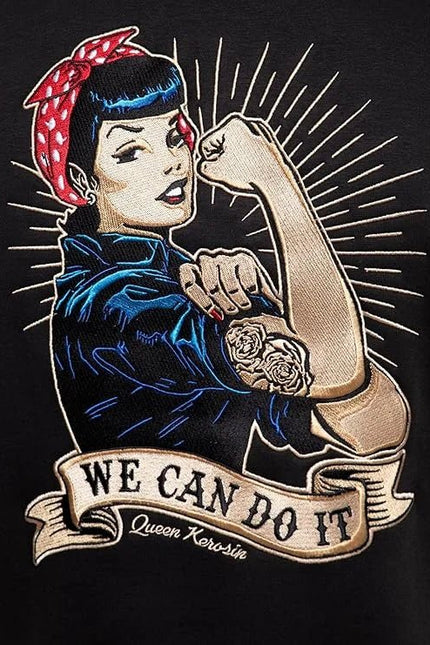 College Sweatjacke "We Can Do It" schwarz