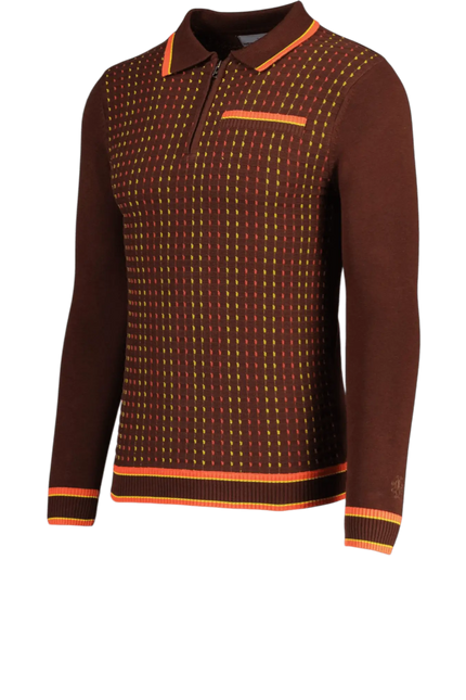 Polo en jacquard texturé Mod Coltrane Dash marron