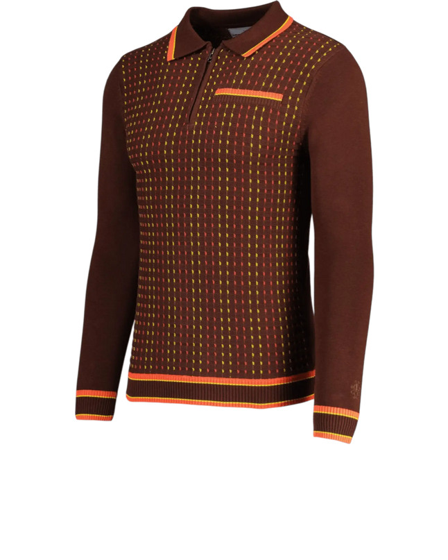 Polo Coltrane Mod in jacquard testurizzato marrone