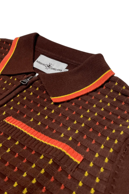 Polo en jacquard texturé Mod Coltrane Dash marron