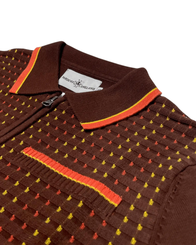 Polo Coltrane Mod in jacquard testurizzato marrone