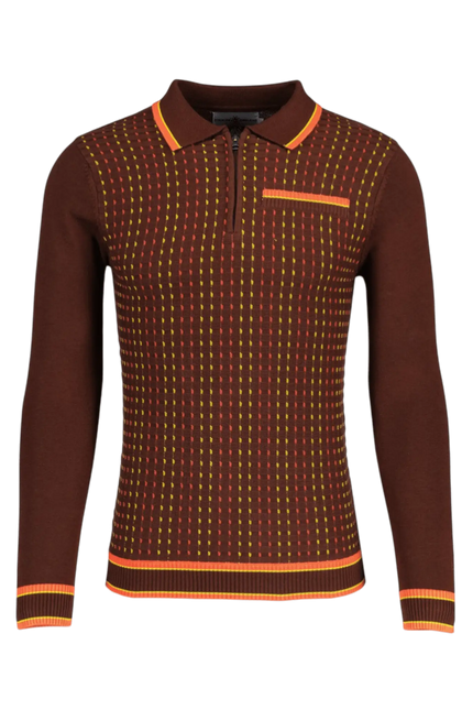 Polo en jacquard texturé Mod Coltrane Dash marron