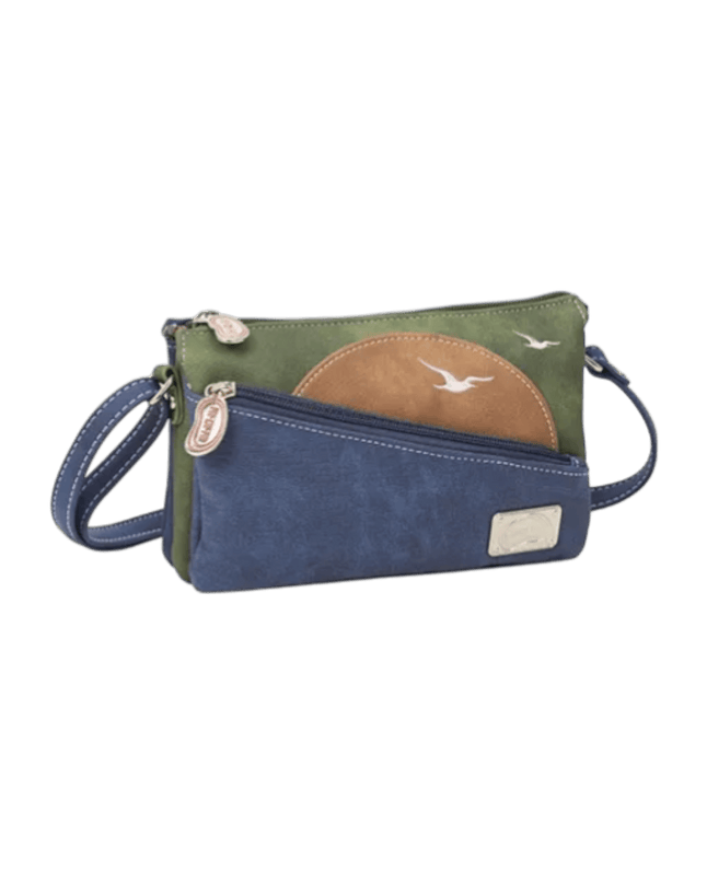 crossbody Sunrise cognac, marineblå, mørkegrøn