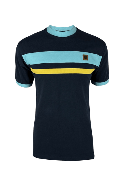 TROJAN cut and sew stripe pique tee