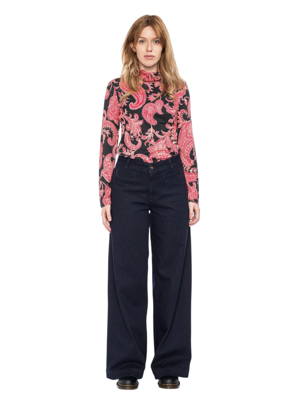 Rolli top met col, zwart