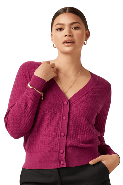 Deep V Cardigan Cedar violett pink