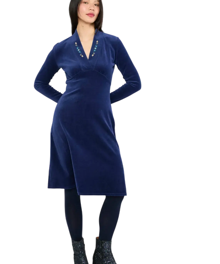 Sukienka Blutsgeschwister Velvet Glamour Aura, Indigo Depths Blue