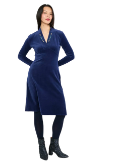 BLUTSGESCHWISTER JURK VELVET GLAMOUR AURA, INDIGO DEPTHS BLUE