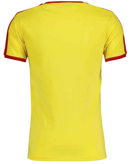 Disco Ringer Retro 70s Streifen T-Shirt in Gelb