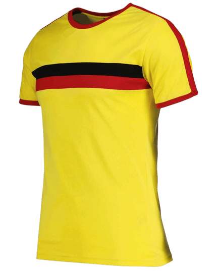 Disco Ringer Retro 70s Streifen T-Shirt in Gelb