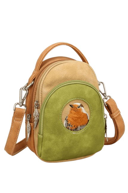 Hi-DI-HI Ditty Hand-/schoudertas/crossbody L. green/Peach/Orange - Roodborstje