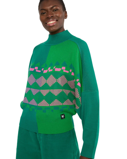 Diamond Loom Egg chunky pullover green